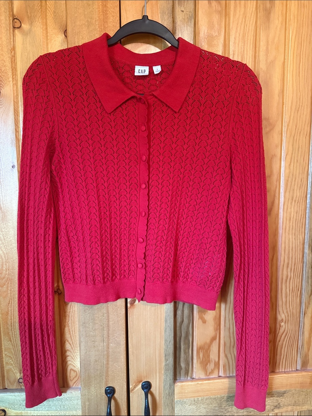 GAP Red Knit Button-Up Cardigan
